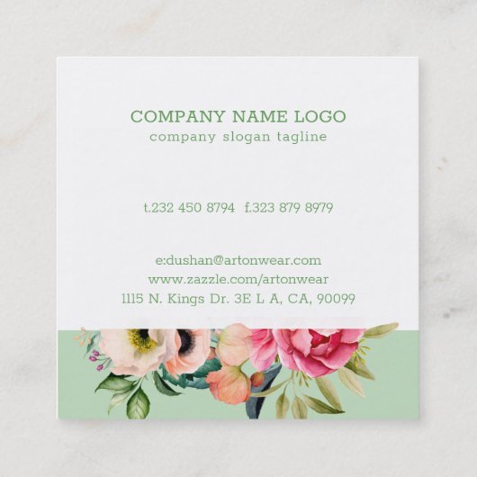 ボホの花縁どの花束 スクエア名刺 (裏面)