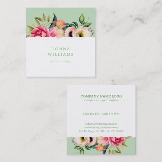 ボホの花縁どの花束 スクエア名刺 (正面/裏面)