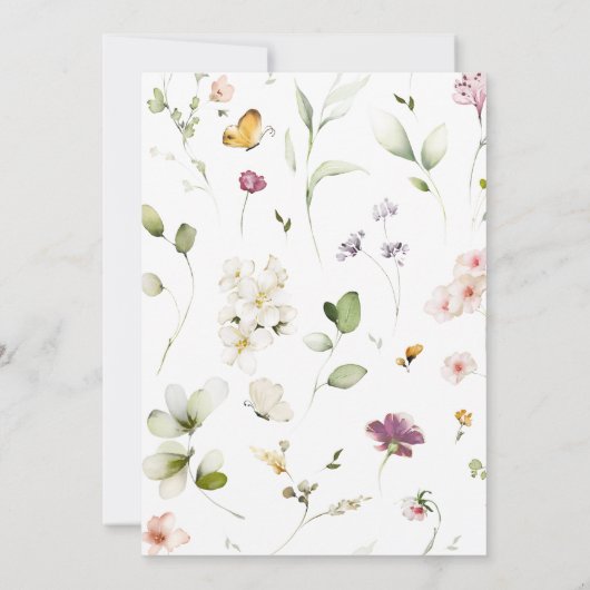 ボホの赤ちゃんシャワーの途中にある小さな野花 招待状 (裏面)