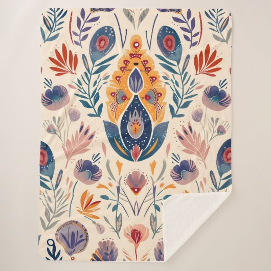 ボホの部族模様 シェルパブランケット (正面)