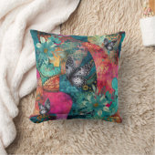 ボホはっきりしたカラフルフローラパッチワークパターン クッション (ブランケット)