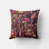 ボホはっきりしたカラフルフローラパッチワークパターン クッション (裏面)