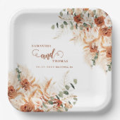 ボホはっきりしたパンパスフローラ結婚ズ ペーパープレート (正面)