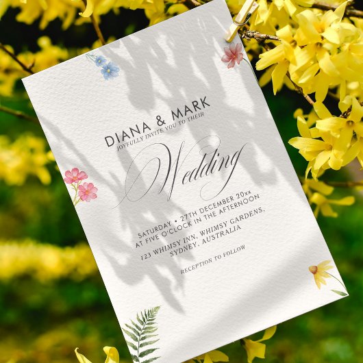 ボホはっきりしたピンクシック野草ユニーク結婚の 招待状