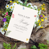 ボホはっきりしたピンクシック野草ユニーク結婚の 招待状