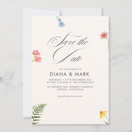 ボホはっきりしたピンクシック野草保存日 招待状 (正面)