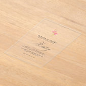 ボホはっきりしたピンクトレンディーワイルドフラワーユニーク結婚ズ アクリル招待状 (レイダウン)