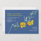 ボホはっきりしたフローラ黄結婚青 招待状 (正面)