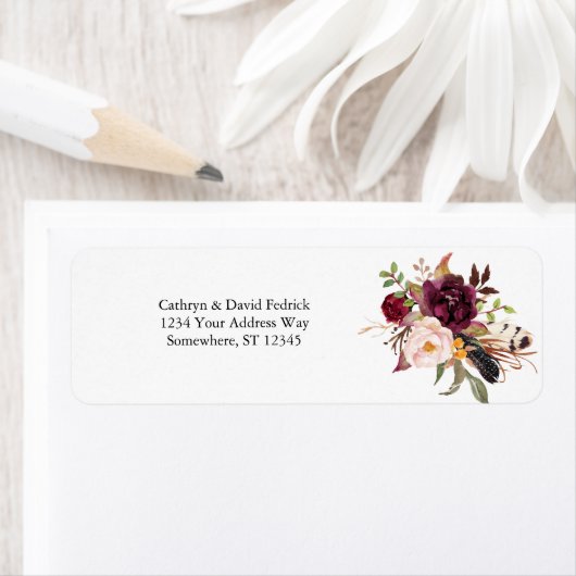 ボホはっきりしたブルゴーニュ海軍フローラ結婚ズ ラベル (インサイチュ)