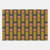 ボホはっきりしたボタニカル幾何学青金ゴールド ラッピングペーパーシート (正面3)