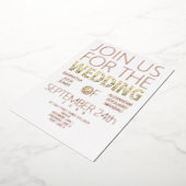 ボホはっきりしたモダン素朴フローラグリネリー結婚ズ 箔招待状 (回転した状態)