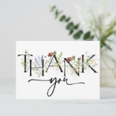 ボホはっきりしたワイルドフラワー水彩サンキューカード サンキューカード (スタンド正面)