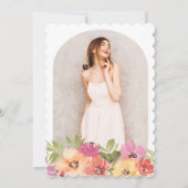 ボホはっきりした水彩画フローラ写真卒業パーティー 招待状 (裏面)