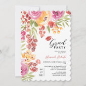 ボホはっきりした水彩画フローラ写真卒業パーティー 招待状 (正面)