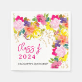 ボホはっきりした水彩花春卒業 スタンダードカクテルナプキン (正面)