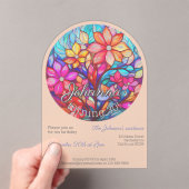 ボホはステンドグラス模倣誕生日を栄えた アクリル招待状 (インサイチュ (ポータブル))