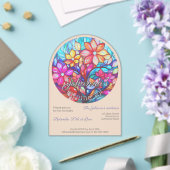 ボホはステンドグラス模倣誕生日を栄えた アクリル招待状 (インサイチュ (ウェディング))