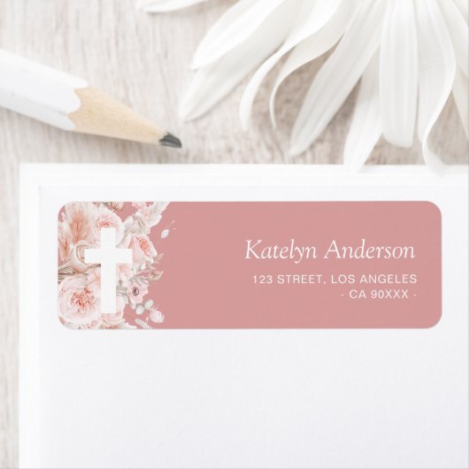 ボホほこりっぽいバラフローラ洗礼アドレス ラベル (インサイチュ)