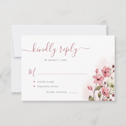 ボホほこりっぽいバラ水の色のフローラ 出欠カード (正面)