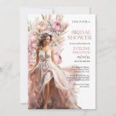 ボホほこりっぽいピンクのピーニーのススキeucalyptus 招待状 (正面)