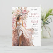 ボホほこりっぽいピンクのピーニーのススキeucalyptus 招待状 (スタンド正面)