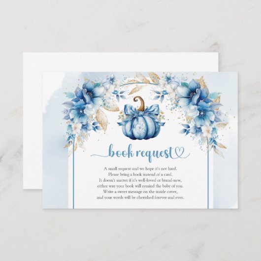 ボホほこりっぽいブルーと金ゴールドかぼちゃのブックリクエスト エンクロージャーカード (正面/裏面)