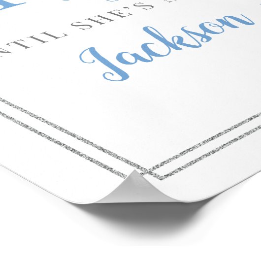 ボホほこりっぽいブルーフローラシルバーシックなカウントダウン看板 ポスター (角)