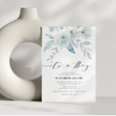 ボホほこりっぽい青い赤ちゃんシャワーの招待状 招待状