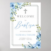 ボホほこりっぽい青と銀のグリッターバプティスウェルカム ポスター (正面)
