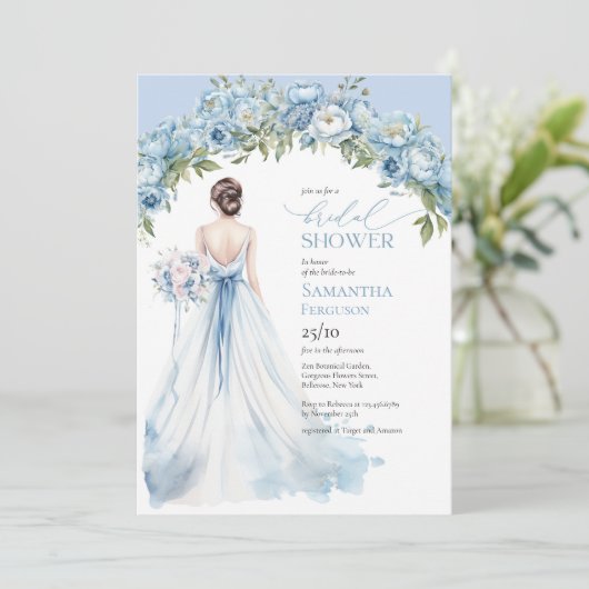 ボホほこりまみれの青い結婚牡丹の緑 招待状 (スタンド正面)