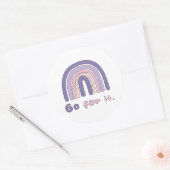 ボホやる気を起こさせるレインボーピンク&パープル ラウンドシール (封筒)