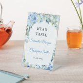 ボホアイスブルーフローラユーカリ&金ゴールドヘッドテーブル 台座サイン (インサイチュ)