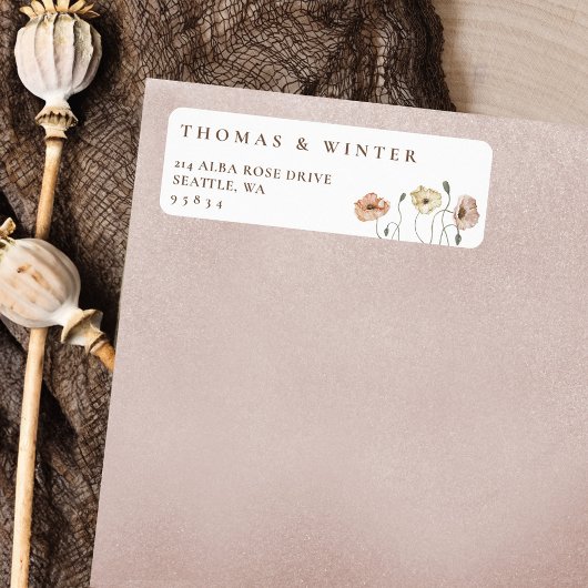 ボホアイスランドウォーターカラーアイスランドポピーの花 ラベル