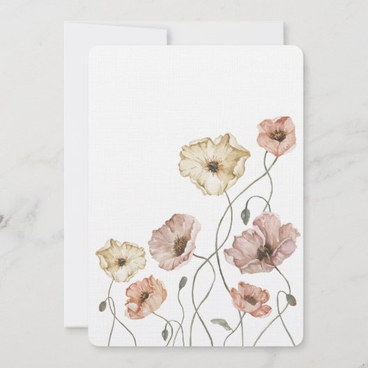 ボホアイスランドウォーターカラーアイスランドポピーの花 招待状 (裏面)