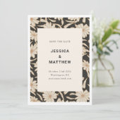 ボホアイボリーとブラックモダンフローラユニーク結婚ズ セーブザデート (スタンド正面)