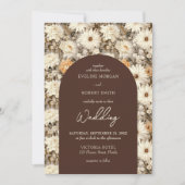 ボホアイボリークリームほこりっぽいオレンジコテージ花 招待状 (正面)