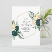 ボホアイボリーダークグリーン水彩フローラ結婚ズ 招待状 (スタンド正面)
