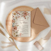 ボホアイボリーワイルドフラワーフローラベビーシャワー 招待状