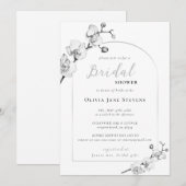 ボホアエレガントーチホワイト金ゴールドランブライダルシャワー 招待状 (正面/裏面)