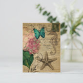 ボホアジサイ蝶ヒトデフランスのボタニカル ポストカード (スタンド正面)