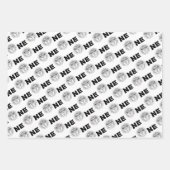 ボホアステカをテーマにしたラインアートサンワン1歳の誕生日 ラッピングペーパーシート (正面3)