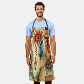 ボホアステカトバルブルーの羽 エプロン (着用した状態)