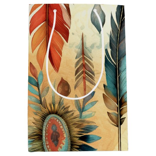 ボホアステカトバルブルーの羽 ミディアムペーパーバッグ (正面)