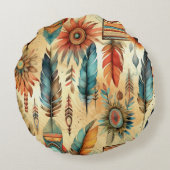 ボホアステカトバルブルーの羽 ラウンドクッション (裏面)