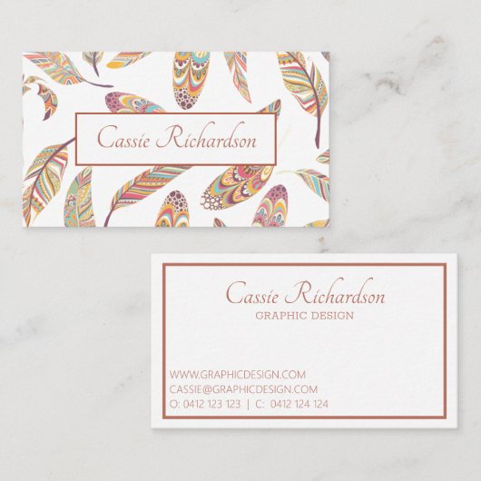 ボホアステカ羽パターン 名刺 (正面/裏面)