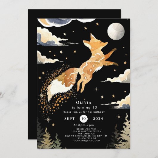 ボホアドベンチャーキツネ誕生日 招待状 (正面/裏面)