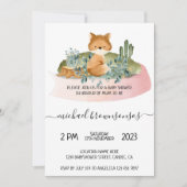 ボホアニマルキツネ熱帯赤ちゃんシャワー 招待状 (正面)