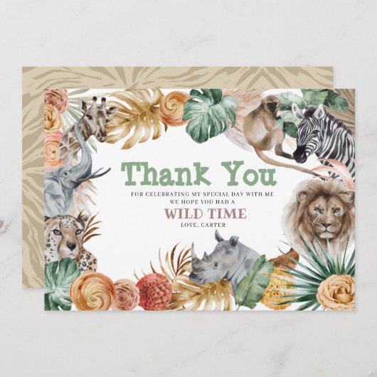 ボホアニマルサファリサンキューカード サンキューカード (正面/裏面)
