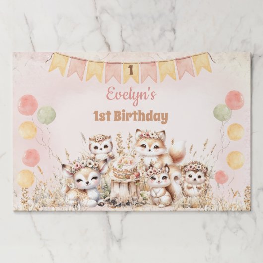 ボホアニマルズ1stバースデーティアウェイ紙ランチョンマット ペーパーパッド (正面)