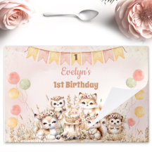 ボホアニマルズ1stバースデーティアウェイ紙ランチョンマット